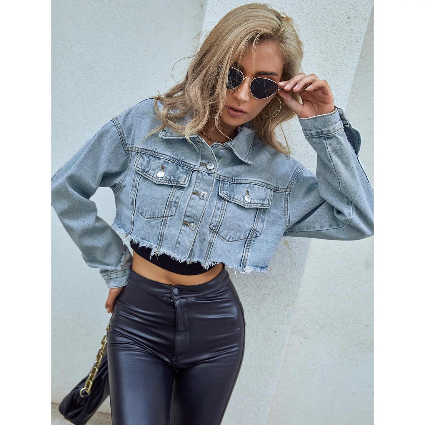 Women's clothing European and American INS casual versatile short fashion denim short jacket