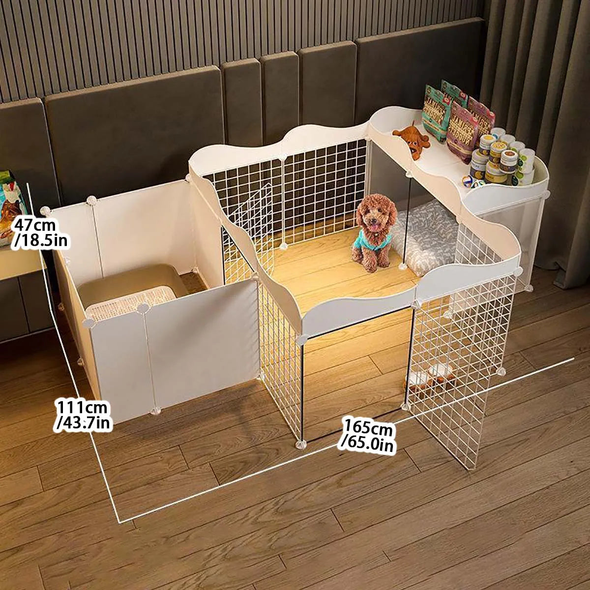Household Pet Dog Fence House Kennel Indoor Small Size Dogs Teddy Fence Isolation Door with Toilet Area Dog Cage