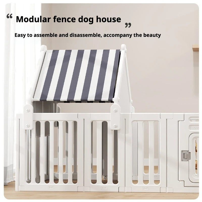 Pet Dog House Fence Height 60cm Indoor Isolation Family Fence with Roof External Door Lock Simple Installation Washable Dog Cage
