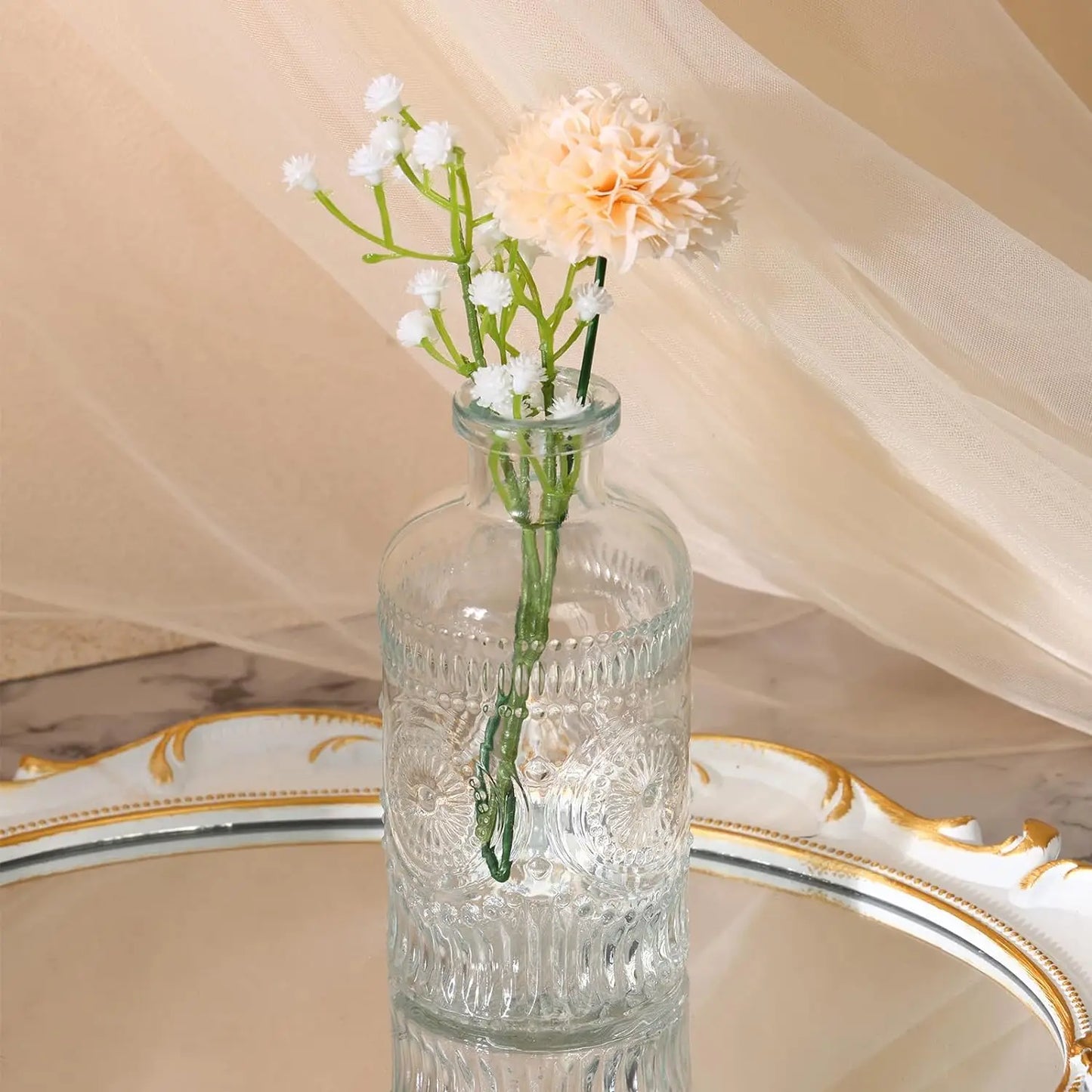 Set of 5 Bud Vases, Small Vase for Flowers, Glass Vase for Home Decor, Wedding Decorations, Clear Flower Vases for Centerpieces
