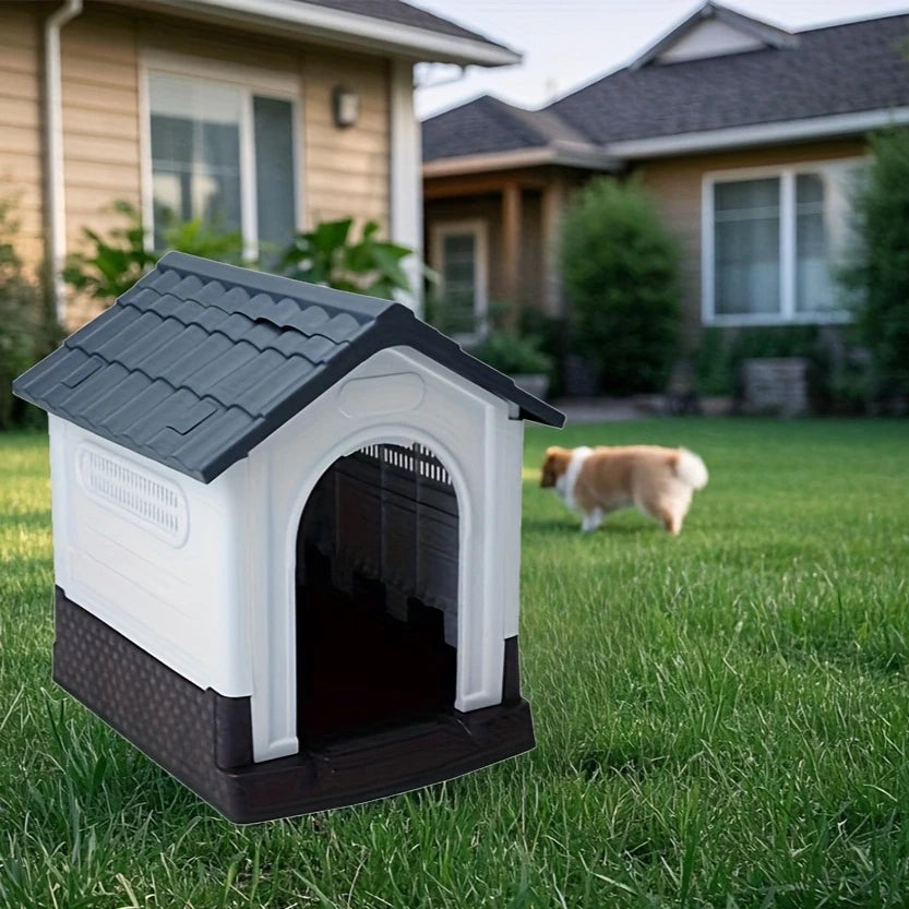 Rainproof Outdoor Dog House, Four Season Universal Dog Cage Villa for 15kg Small Dogs, Durable & Moisture-proof