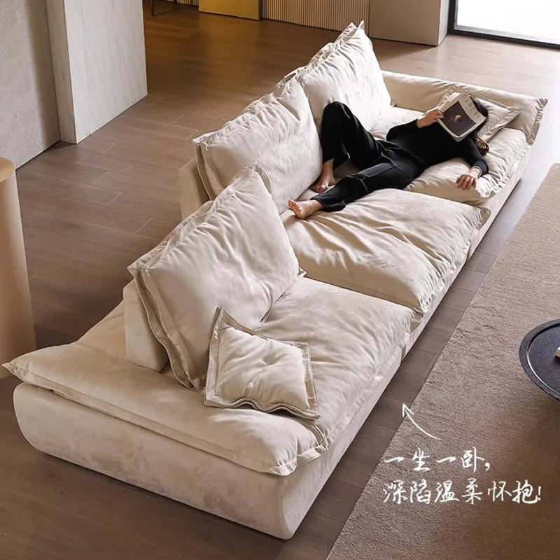 Sailing sofa living room light luxury modern simple cream wind suede designer special-shaped movable backrest