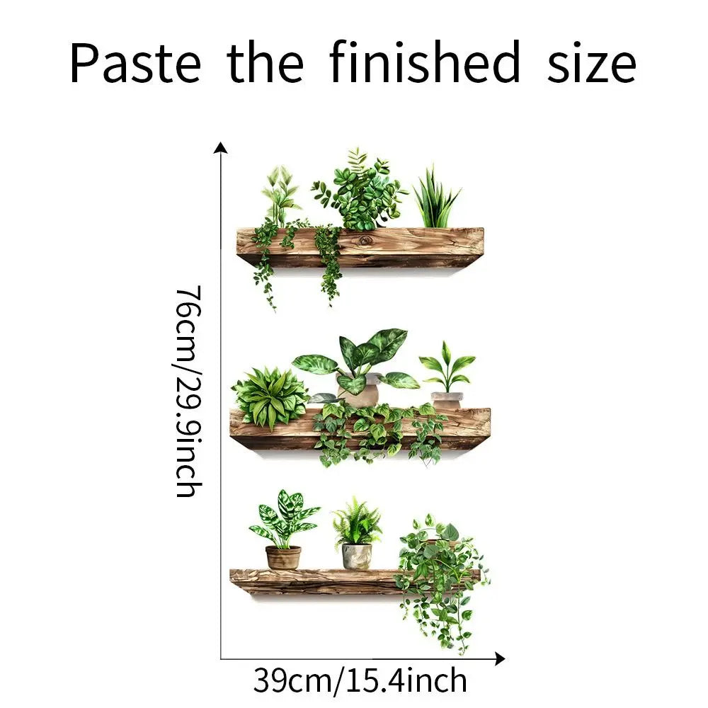 Potted Plant Art Decorations Wall Stickers for Dining Room Decor Removable Self-adhesive Door Window Tile Decal PVC Pieced Mural