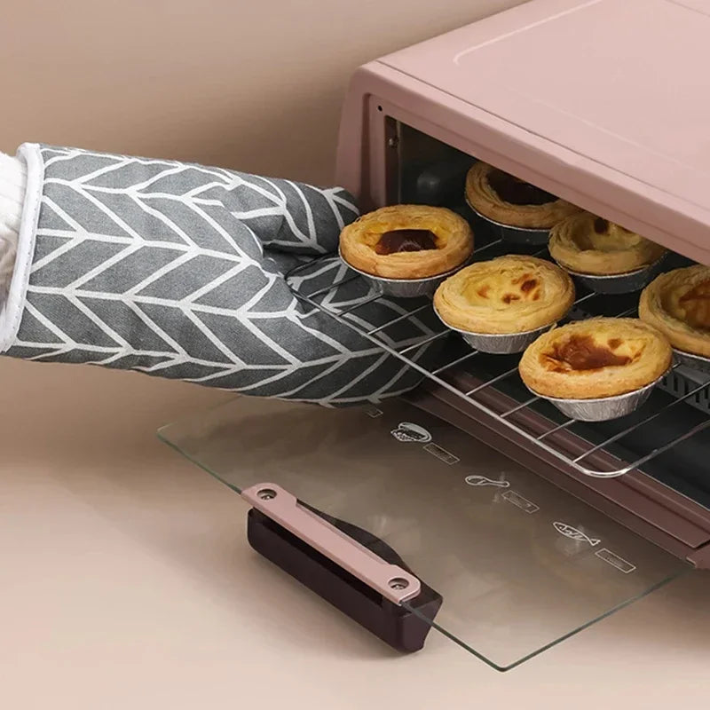 Oven Baking Gloves Oven Mitts Microwave Oven Gloves High-temperature Kitchen Baking Tools Bakeware Resistant Linen Gloves