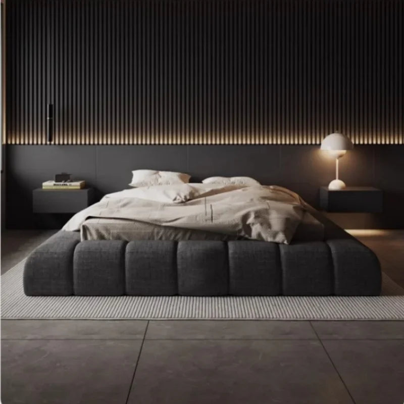 Frame High End Bed Aesthetics Tatami Minimalist Wedding Confortable Bed Master Bedroom Fashionable Design Muebles Furniture