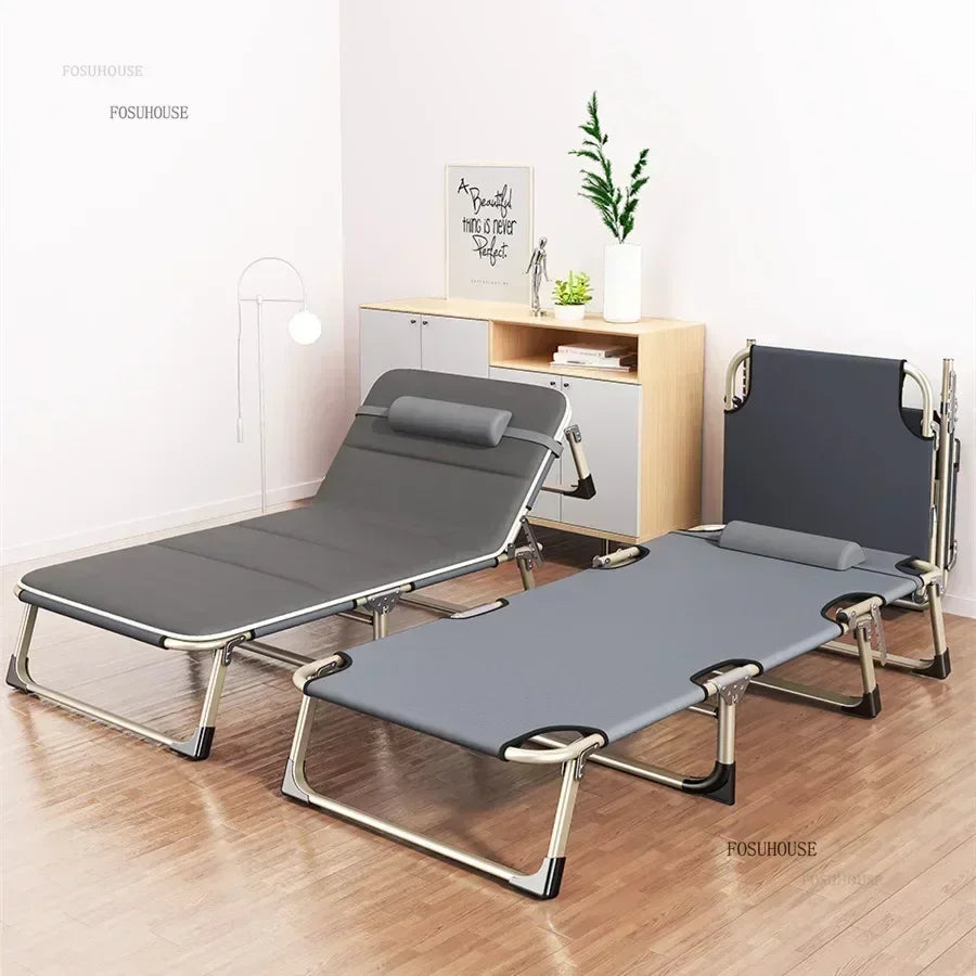 Single Folding Beds Bedroom Dormitory Office Comfortable Homestay Furniture Villa Portable Bed Outdoor Travel Camping Recliner