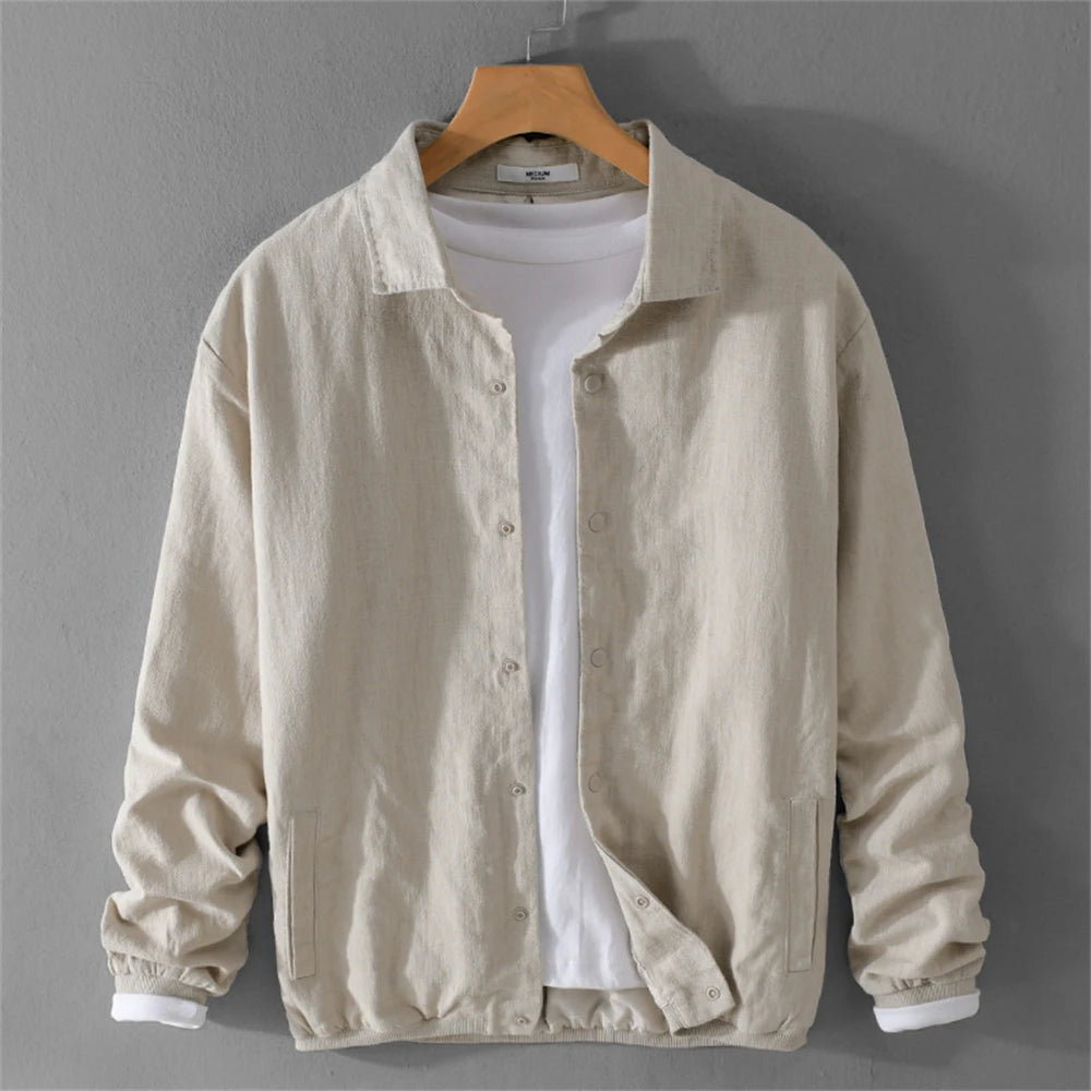 men clothing fashion 2024 linen men's jackets Spring Autumn Coat casual mens tops simple solid clothes for men