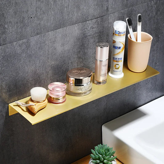 Bathroom Storage Rack Shampoo Wall Shelves Floating Matt Kitchen Mirror Metal Shower Organizer Bathroom Home Accessories