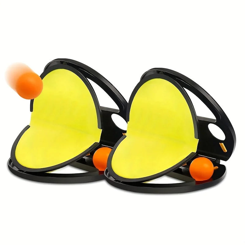 2 Rackets + 4 Balls/set Toss And Catch Ball Game Set with 2 Paddles & 4 Balls, Suitable for Outdoor Beach Park Yard Games
