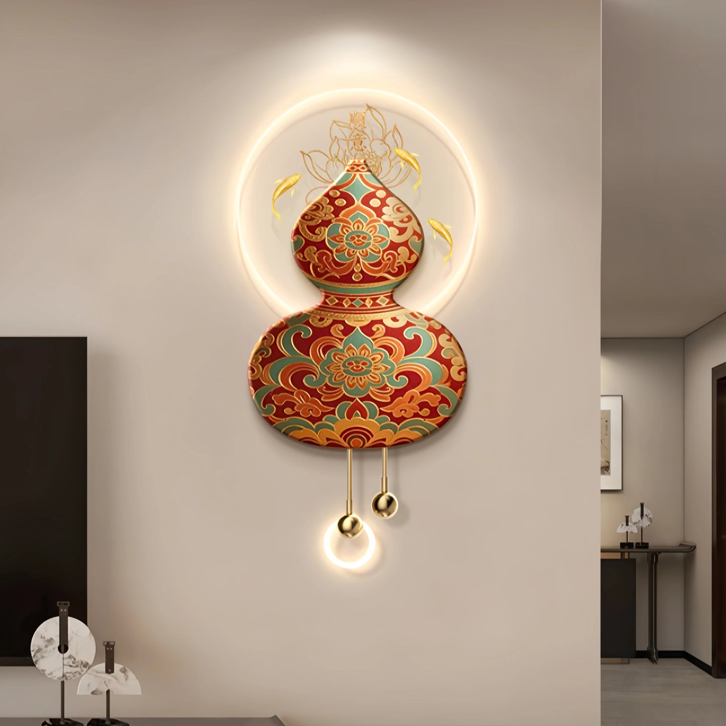 Home Decoration Modern LED Wall Light For Entrance Living Room Background Corridor Good Luck Hanging Painting Lustre Mural Lamp