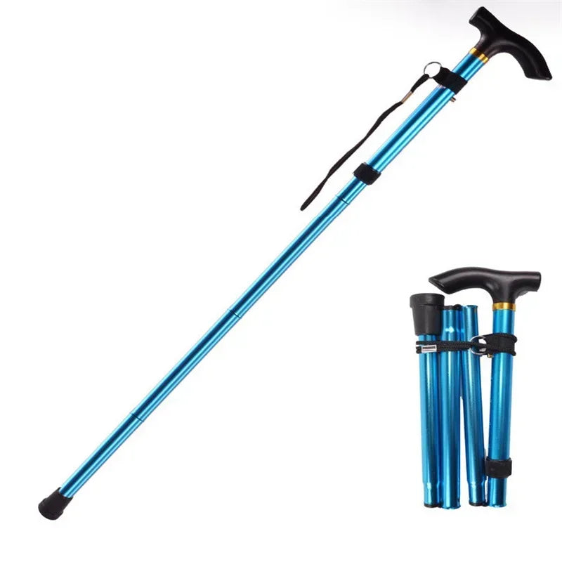 Outdoor Mountaineering Trekking Folding Trekking Pole Five Telescopic Crutches Travel Climbing Sports Aluminum Alloy Cane