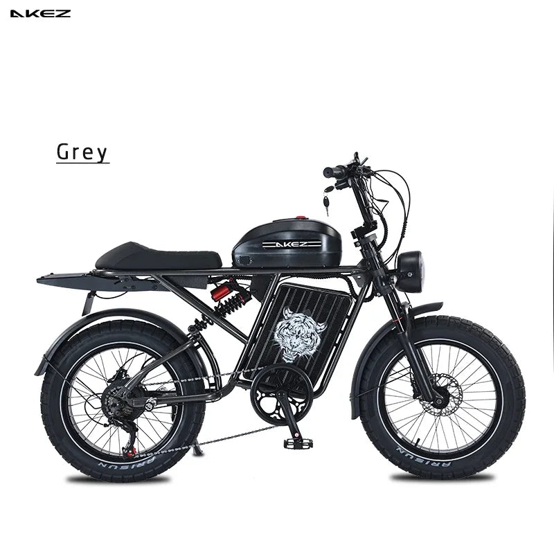 New 2025  AKEZ-S2PRO-Dual Battery Model 1500W48V26AH All-Terrain Fat Tire Electric Bicycle Dual Suspension Retro Model