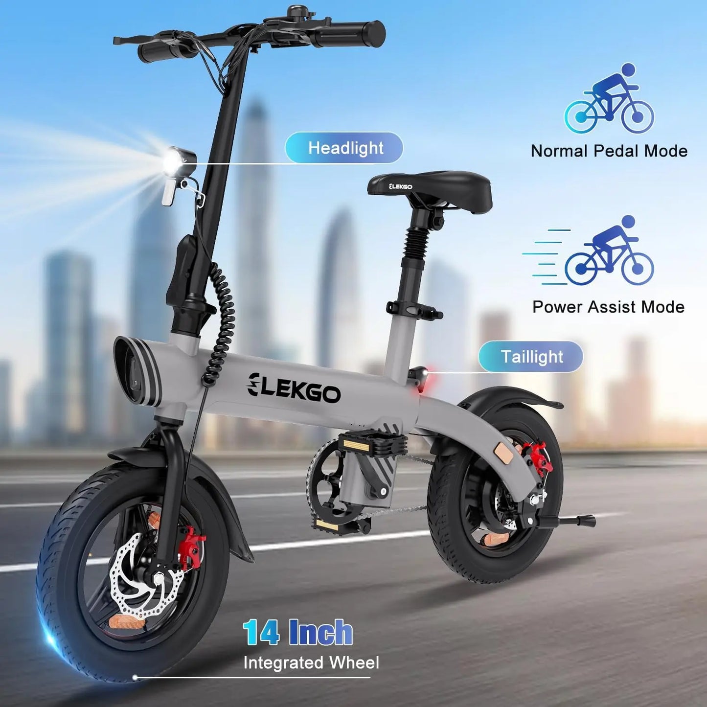 14 inch Smart Urban E-Bike Electric Bike city Electric Bike with pedally assisted ELEKGO Foldable Electric Bike