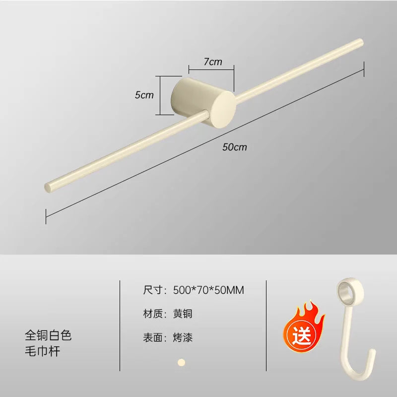Bathroom Towel Rack Brass Wall-mounted Toilet Space White Bar Storage Rail Shelf Bathroom Hardware Set Accessories Hanger