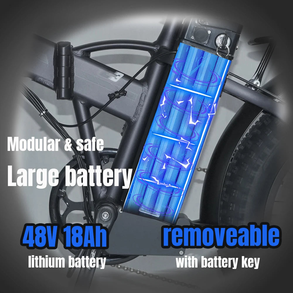 20" Folding e-bike Men and Women 1000W motor 45km/h and 48V 18Ah Removable lithium-ion Electric Bike Bicycle 7-speed