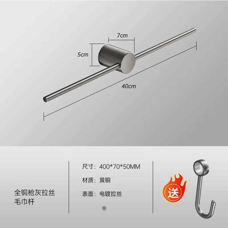 Bathroom Towel Rack Brass Wall-mounted Toilet Space White Bar Storage Rail Shelf Bathroom Hardware Set Accessories Hanger