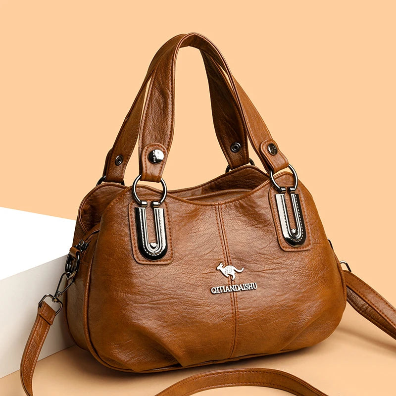 Women's Bag New Middle-Aged Mother's Handbag Fashion Versatile Soft Leather Shoulder Crossbody Bag Large Capacity Bag for Women
