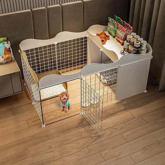 Household Pet Dog Fence House Kennel Indoor Small Size Dogs Teddy Fence Isolation Door with Toilet Area Dog Cage