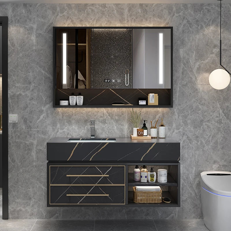 Bathroom Cabinet Accessories Free Shippin Washbasin Intelligent Light Luxury Rock Board Integrated Nordic Minimalist Combination
