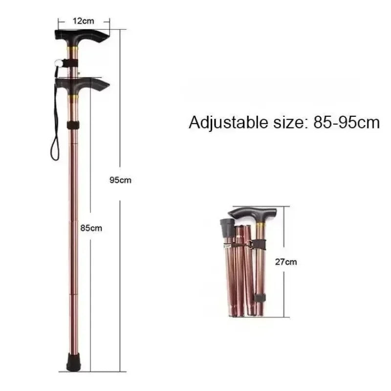 Outdoor Mountaineering Trekking Folding Trekking Pole Five Telescopic Crutches Travel Climbing Sports Aluminum Alloy Cane