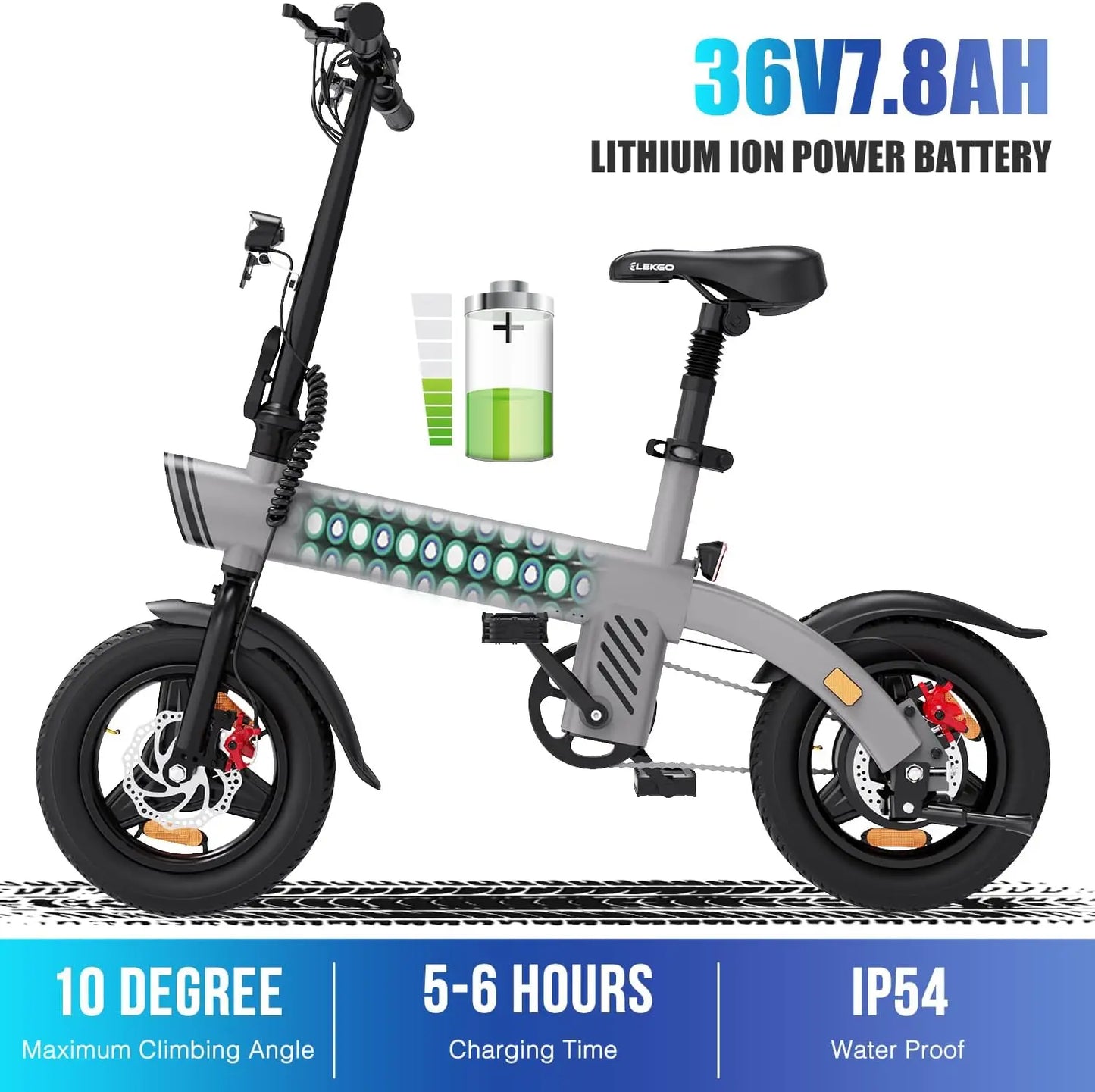 14 inch Smart Urban E-Bike Electric Bike city Electric Bike with pedally assisted ELEKGO Foldable Electric Bike
