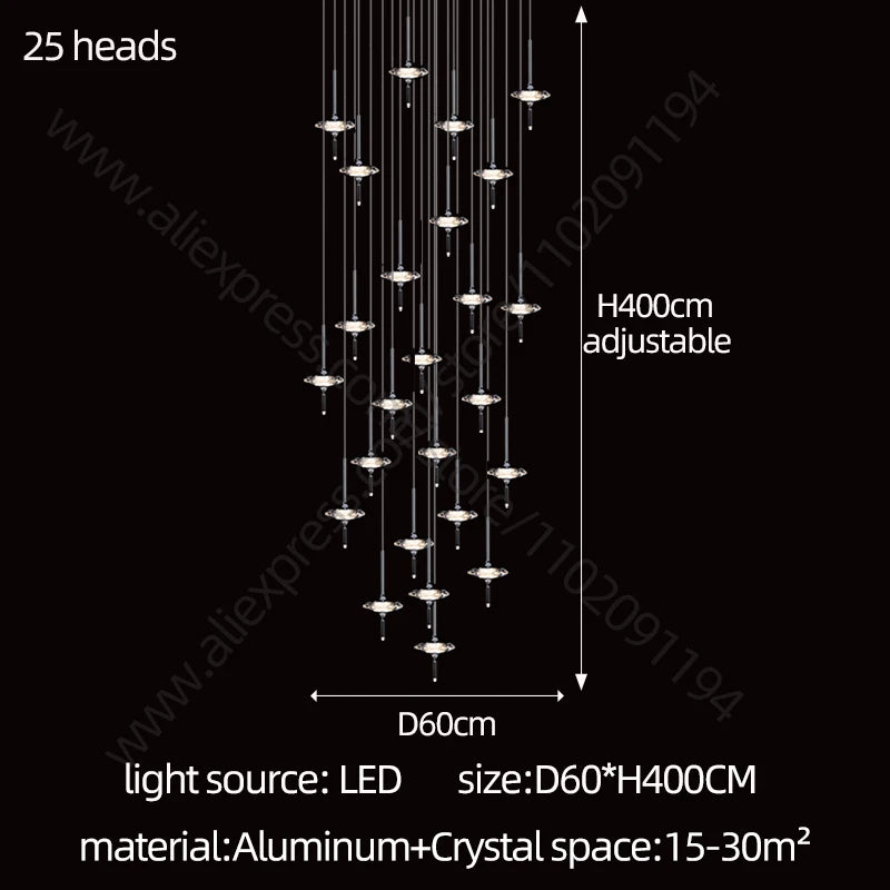 Led Chandelier Home Decoration Lighting Hanging Lamps Living Room Indoor Gloss Island Kitchen Lamps Chrome Staircase Chandelier