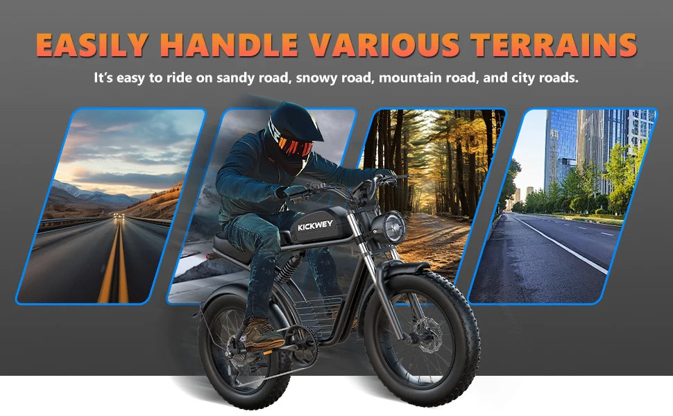 Ebike K7 1500W 48V 20/23AH Max 75 Miles Electric Motorcycle 20 inch Fat Tire Dirt Bike Electric Bike for Adults 7Speed E-Bike