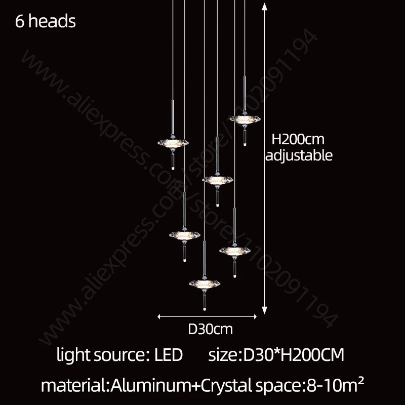 Led Chandelier Home Decoration Lighting Hanging Lamps Living Room Indoor Gloss Island Kitchen Lamps Chrome Staircase Chandelier