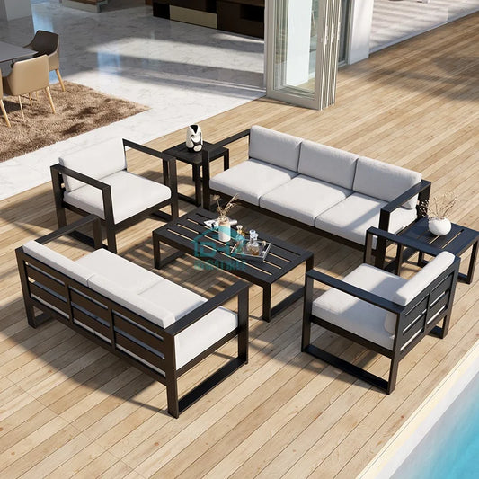 Outdoor Garden Indoor Sofa Set Furniture Waterproof Cloth Aluminum Sofa Set Outdoor Sofa Combination