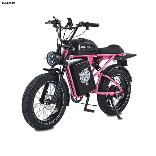 New 2025  AKEZ-S2PRO-Dual Battery Model 1500W48V26AH All-Terrain Fat Tire Electric Bicycle Dual Suspension Retro Model