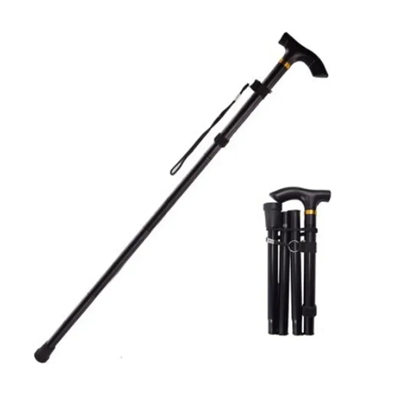 Outdoor Mountaineering Trekking Folding Trekking Pole Five Telescopic Crutches Travel Climbing Sports Aluminum Alloy Cane
