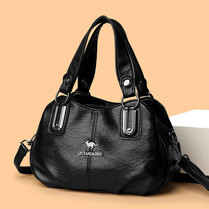 Women's Bag New Middle-Aged Mother's Handbag Fashion Versatile Soft Leather Shoulder Crossbody Bag Large Capacity Bag for Women