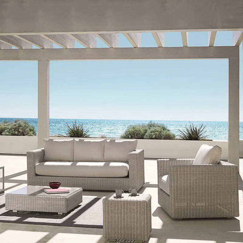 Outdoor rattan sofa combination balcony courtyard living room garden sun room round rattan outdoor model room villa leisure