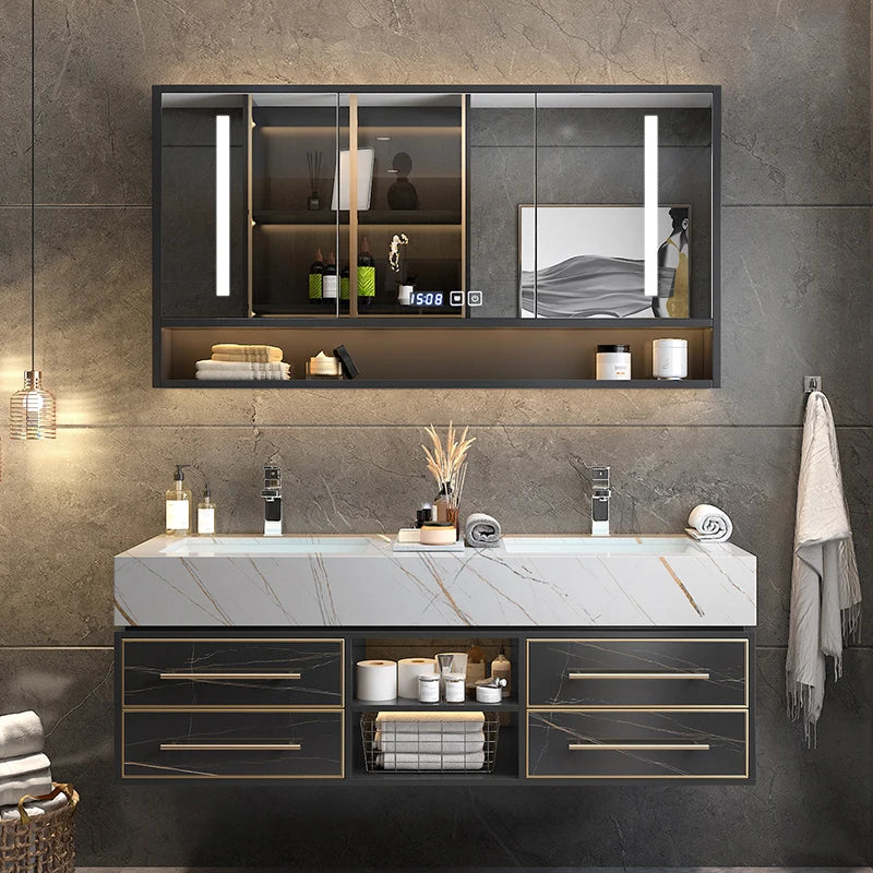 Bathroom Cabinet Accessories Free Shippin Washbasin Intelligent Light Luxury Rock Board Integrated Nordic Minimalist Combination