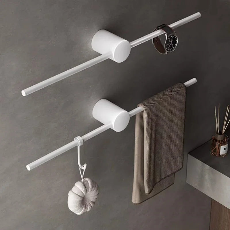Bathroom Towel Rack Brass Wall-mounted Toilet Space White Bar Storage Rail Shelf Bathroom Hardware Set Accessories Hanger