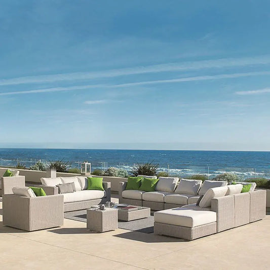 Outdoor rattan sofa combination balcony courtyard living room garden sun room round rattan outdoor model room villa leisure