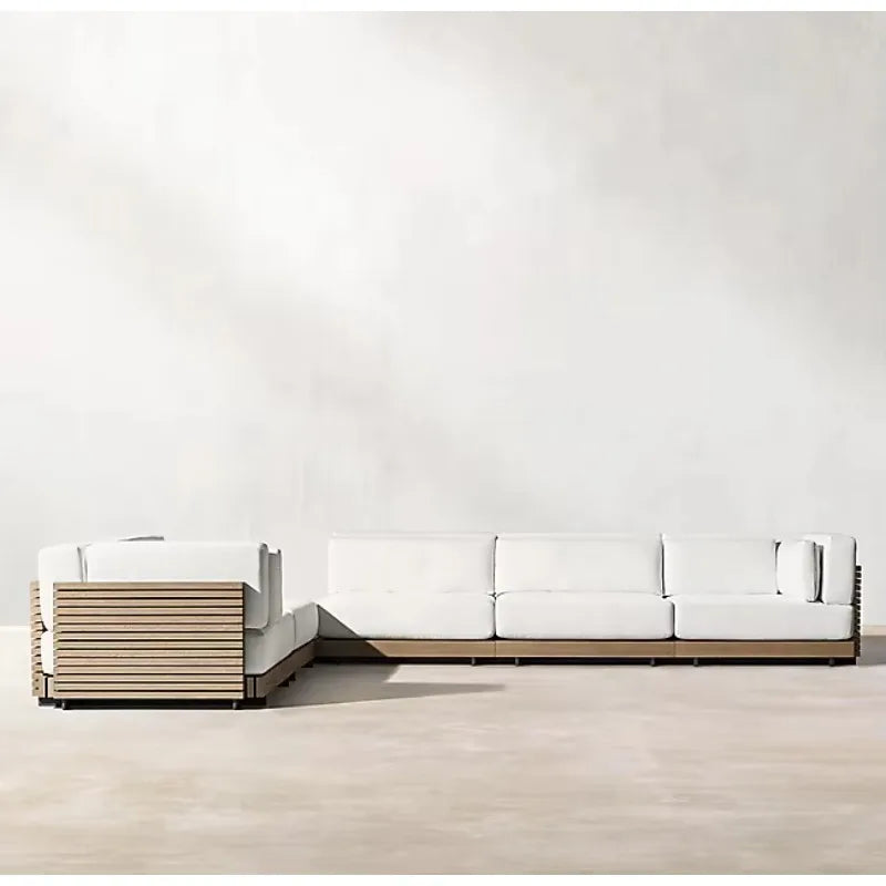 Outdoor Luxury Deep Seat Modular Design Solid Sectional Sofa Set Outside Wooden Furniture Teak