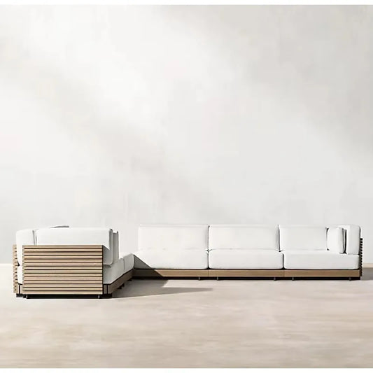 Outdoor Luxury Deep Seat Modular Design Solid Sectional Sofa Set Outside Wooden Furniture Teak