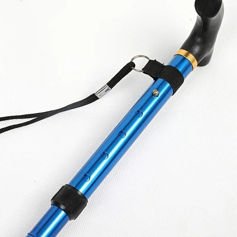 Outdoor Mountaineering Trekking Folding Trekking Pole Five Telescopic Crutches Travel Climbing Sports Aluminum Alloy Cane