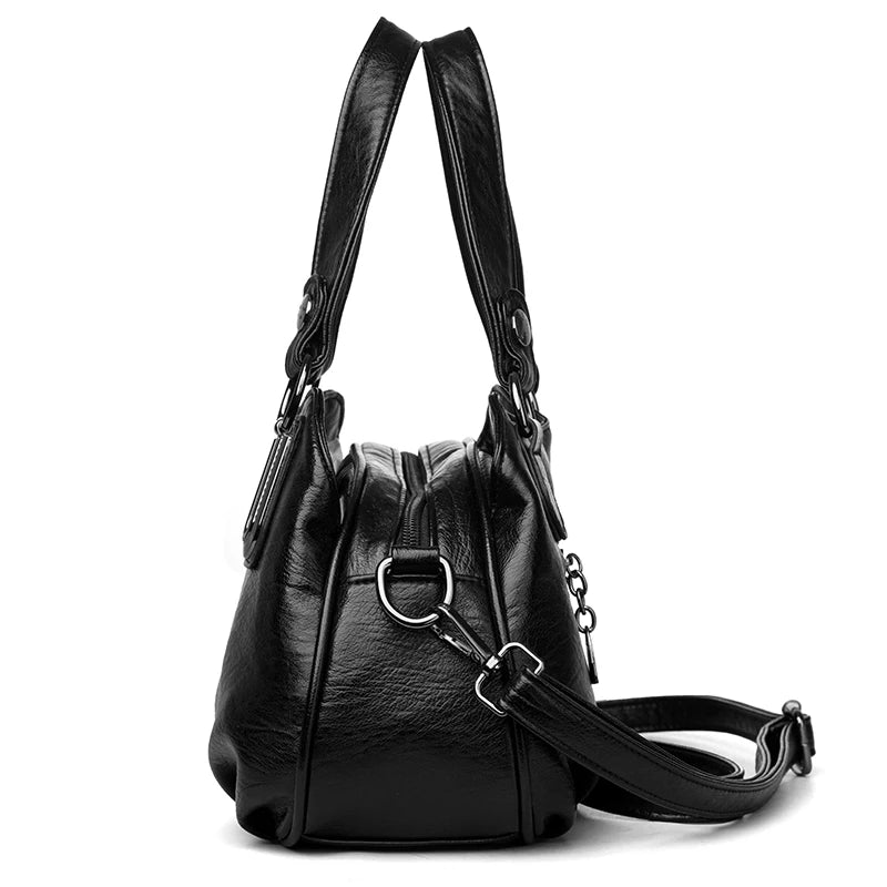 Women's Bag New Middle-Aged Mother's Handbag Fashion Versatile Soft Leather Shoulder Crossbody Bag Large Capacity Bag for Women