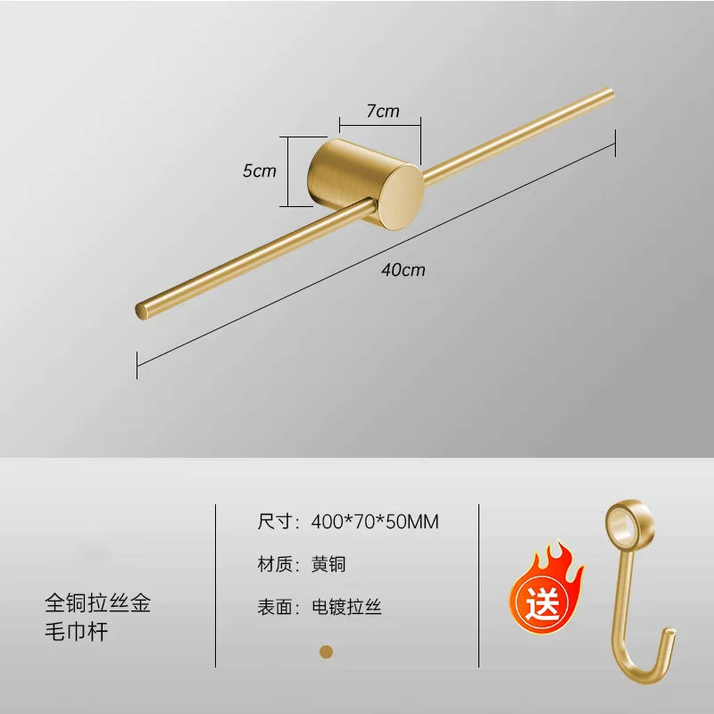 Bathroom Towel Rack Brass Wall-mounted Toilet Space White Bar Storage Rail Shelf Bathroom Hardware Set Accessories Hanger