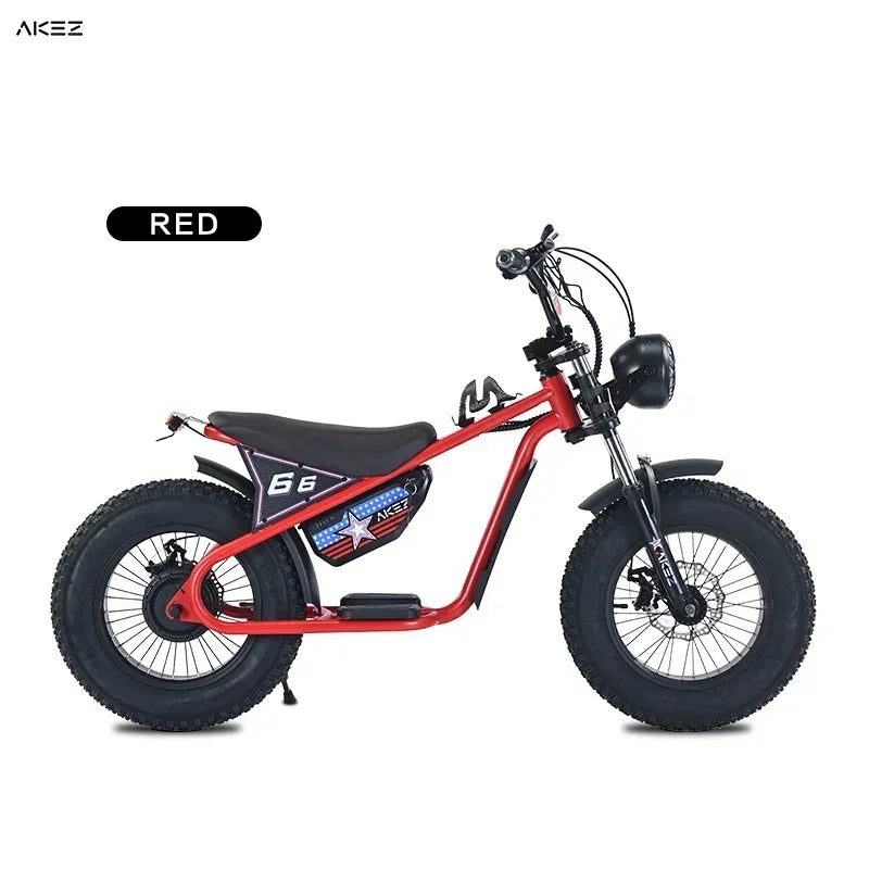 Factory direct delivery of the 2025 new AKEZ 36V 350W 15AH fat tire safety electric motorcycle specially designed for children