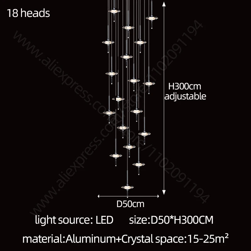 Led Chandelier Home Decoration Lighting Hanging Lamps Living Room Indoor Gloss Island Kitchen Lamps Chrome Staircase Chandelier