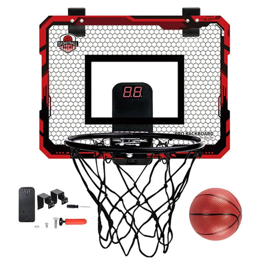 Indoor Basketball Hoop Basketball Hoop Set Sports Toy Room Basketball Hoop with Electronic Scoreboard Gifts for Kids Boys Teens