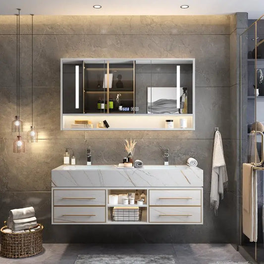 Bathroom Cabinet Accessories Free Shippin Washbasin Intelligent Light Luxury Rock Board Integrated Nordic Minimalist Combination