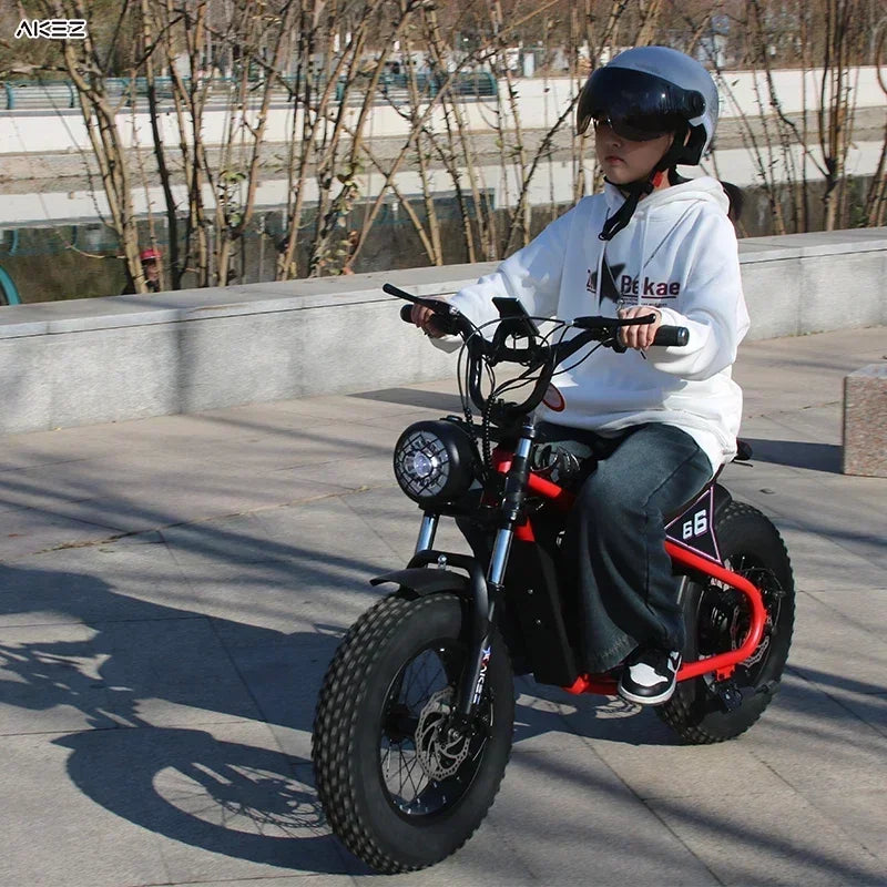 Factory direct delivery of the 2025 new AKEZ 36V 350W 15AH fat tire safety electric motorcycle specially designed for children