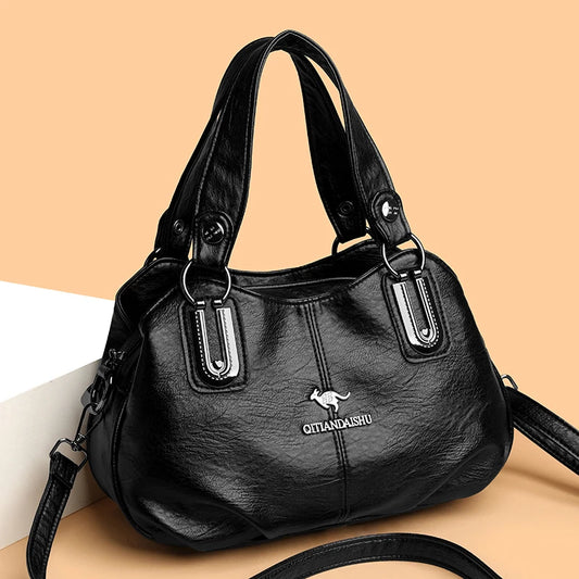 Women's Bag New Middle-Aged Mother's Handbag Fashion Versatile Soft Leather Shoulder Crossbody Bag Large Capacity Bag for Women