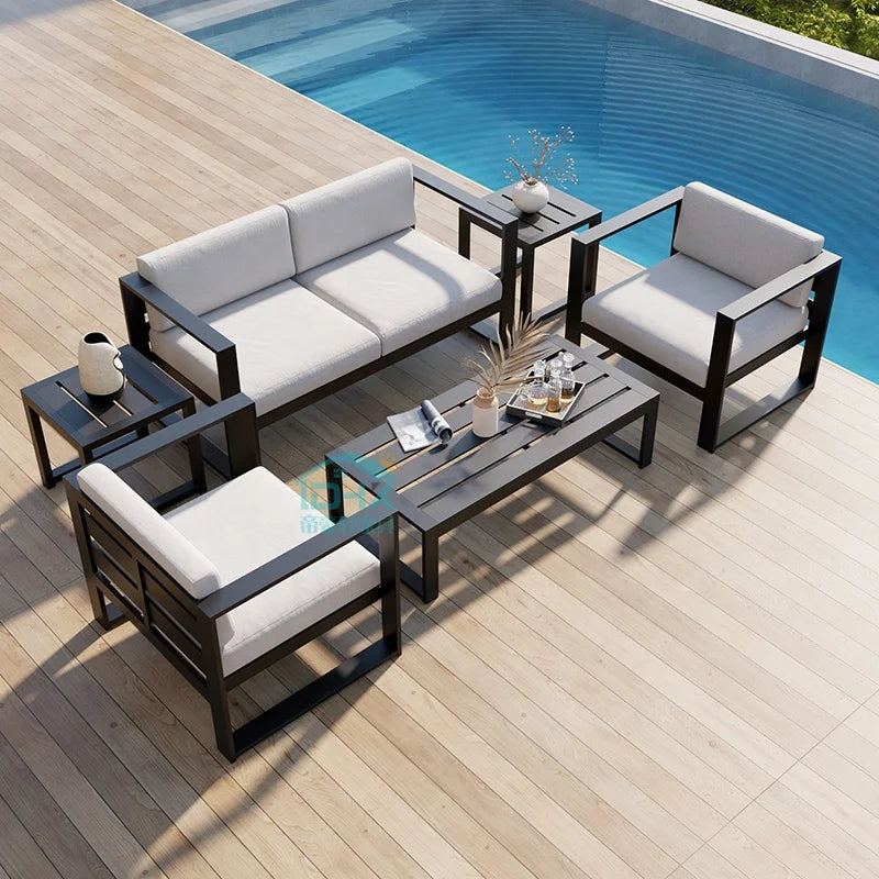 Outdoor Garden Indoor Sofa Set Furniture Waterproof Cloth Aluminum Sofa Set Outdoor Sofa Combination