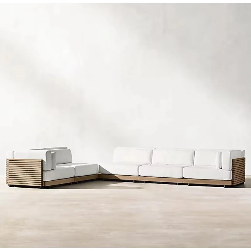 Outdoor Luxury Deep Seat Modular Design Solid Sectional Sofa Set Outside Wooden Furniture Teak