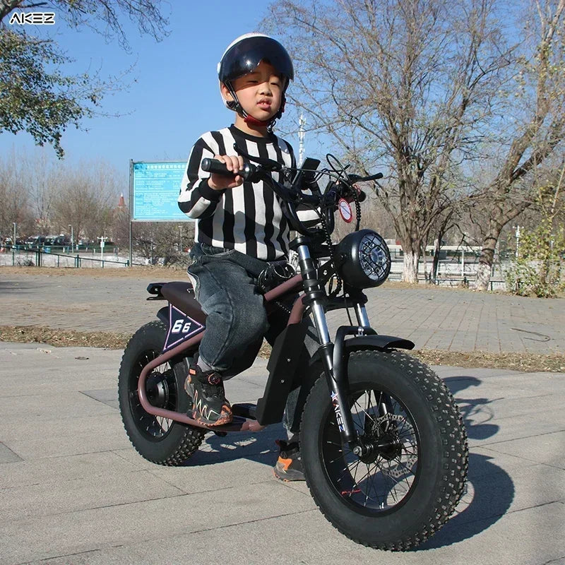 Factory direct delivery of the 2025 new AKEZ 36V 350W 15AH fat tire safety electric motorcycle specially designed for children